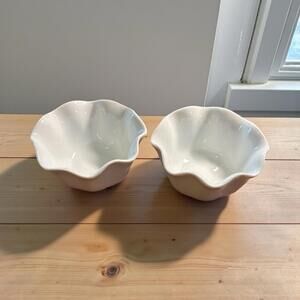 Pier 1 Imports Small White Bowls Dipping Sauce Berry Dessert 3¼"x2" Set of 2